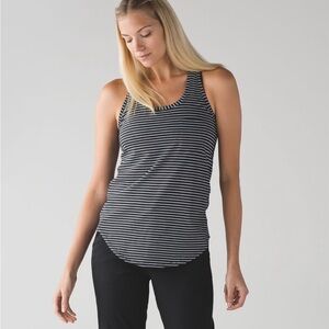 Lululemon Black and White Striped Pocket Tank